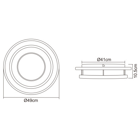Stropné svietidlo, kov biely, chróm, akryl biely, plast sivý, pamäťová funkcia, nočné svetlo, stmiev 17