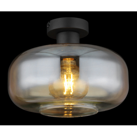 Stropné svietidlo kov čierny matný, sklo jantárové, ø: 280mm, V: 205mm, bez žiarovky 1x E27 40W 230V 8