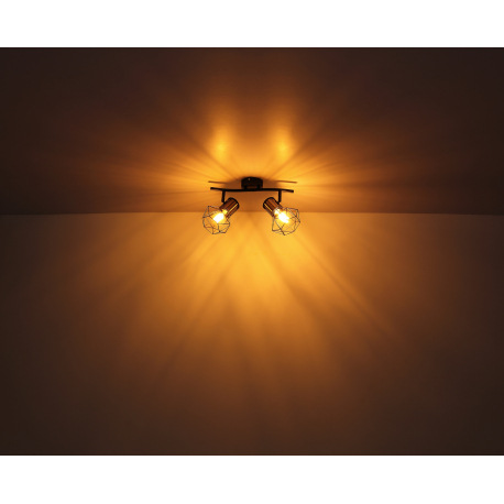 Stropné svietidlo, kov čierny, kovová mriežka čierna, ø: 285mm, V:190mm, bez žiaroviek 3x E27, max. 6