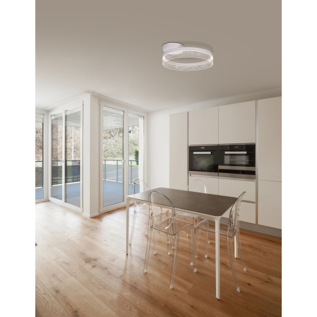 Stropné svietidlo, kov biely, akryl s bublinami, kruh Ø 40 cm, DxŠxV:435x400x105, vrátane 1xLED 24W 1