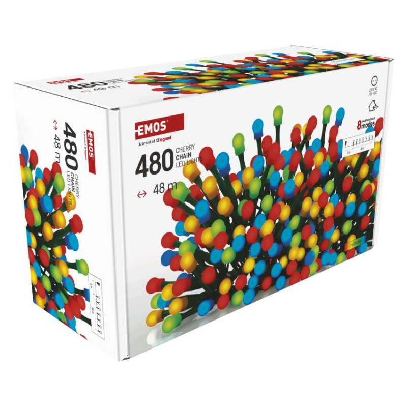LED vianočná cherry reťaz – guličky, 48 m, vonk. aj vnútor., multicolor, programy, časovač 11