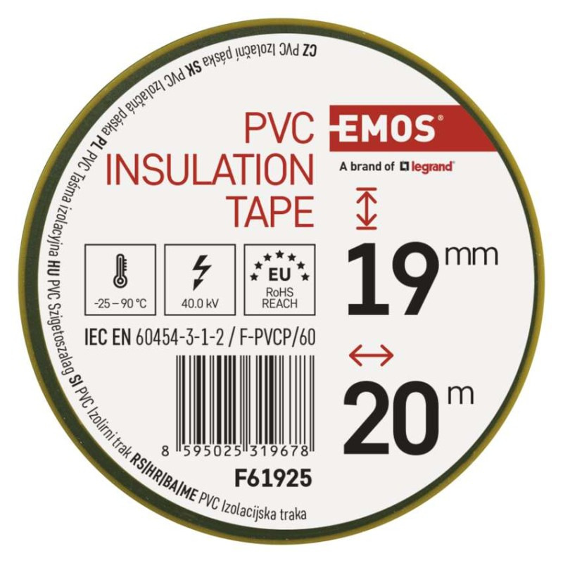 Izolačná páska PVC 19mm / 20m zelenožltá 2