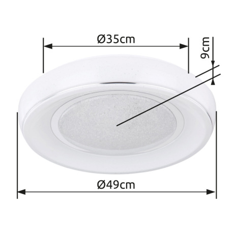 Stropné svietidlo, kov biely, chróm, plast biely, plastové krištále, trblietavý efekt, nočné svetlo, 8