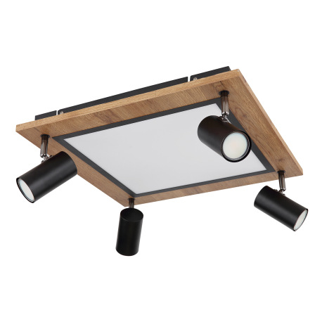 Stropné svietidlo kov čierny, MDF, imitácia tmavého dreva, plast biely, prepínanie funkcií nástenným 14