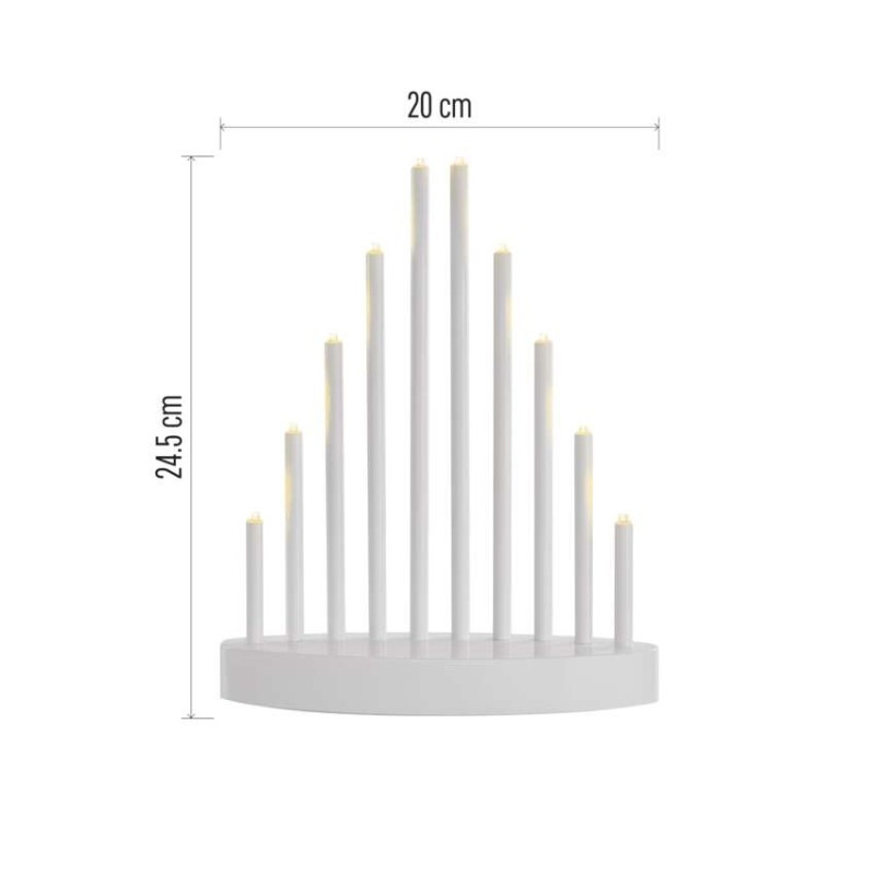 LED svietnik biely, 24,5 cm, 3x AA, vnútorný, teplá biela, časovač 2