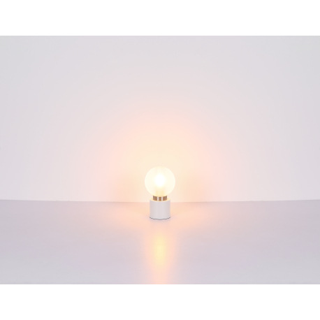 Stolová lampa, nikel, sklo biele, satinované, kolískový vypínač na kábli, ø:150mm, V: 245mm, dĺžka k 11