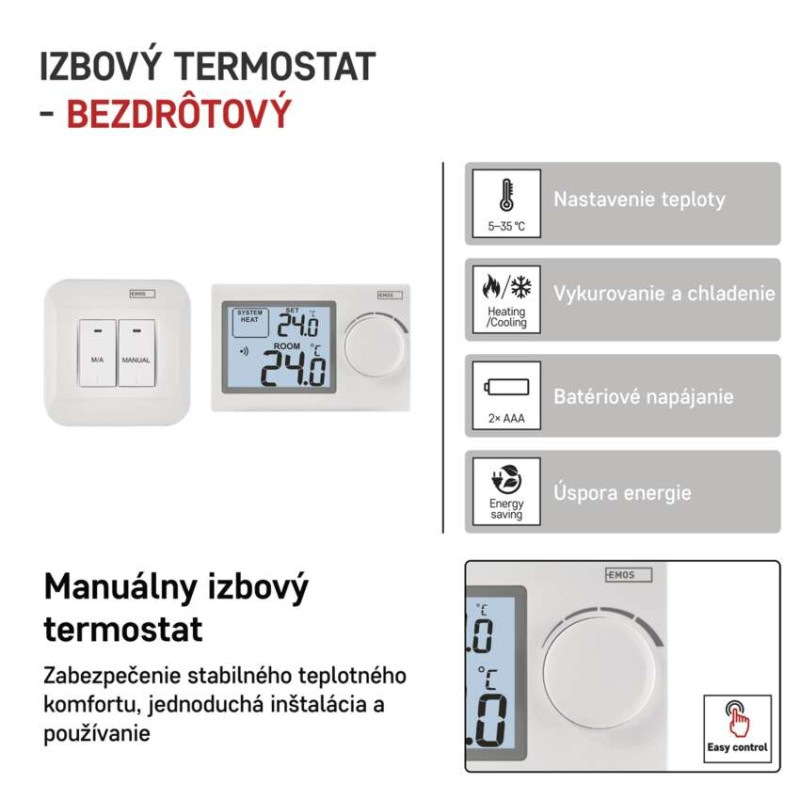 Izbový manuálny bezdrôtový termostat P5614