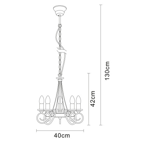 Závesné svietidlo, mosadz, Ø400, V:1300, bez žiaroviek 5xE14, max. 40W 230V. 3