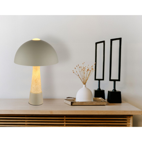 Stolová lampa, kov, matná sivá, imitácia travertínu, čierny PVC kábel, kolískový vypínač na kábli, ø 3