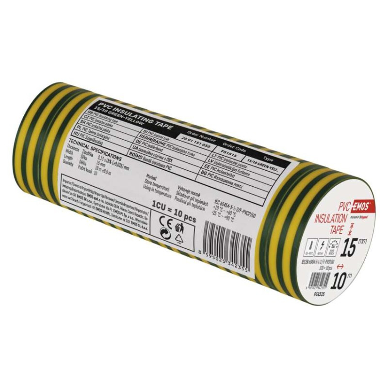 Izolačná páska PVC 15mm / 10m zelenožltá 1