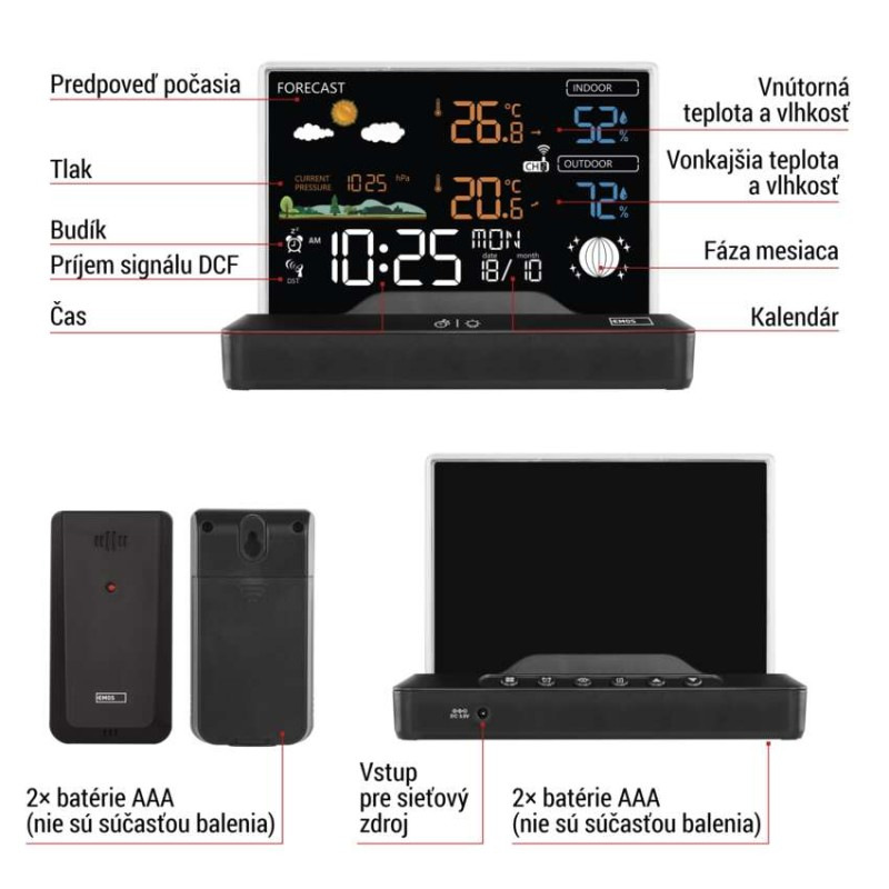 Domáca bezdrôtová meteostanica E8620 5