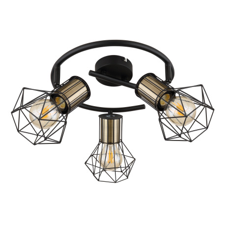 Stropné svietidlo, kov čierny, kovová mriežka čierna, ø: 285mm, V:190mm, bez žiaroviek 3x E27, max. 3
