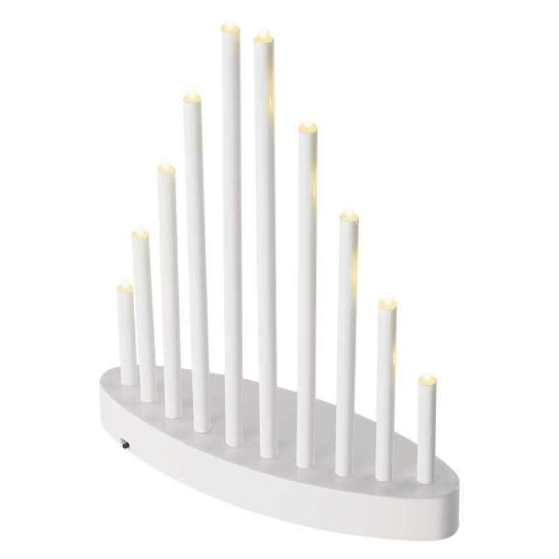 LED svietnik biely, 24,5 cm, 3x AA, vnútorný, teplá biela, časovač 10