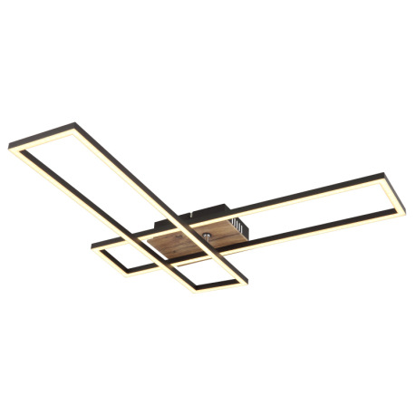 Stropné svietidlo, kov čierny, MDF vzhľad dreva tmavý, hliník čierny, plast biely, chróm, polohovate 14