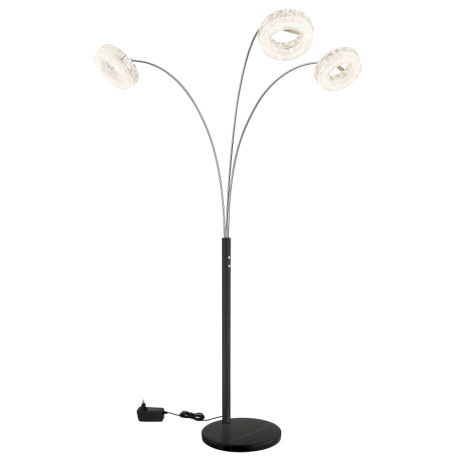 Stojacia lampa, matný čierny kov, číry akryl, číre sklenené kryštály, čierny PVC kábel, dotykové zap 7