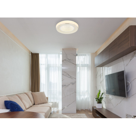 Stropné svietidlo, kov biely, chróm, plast biely, plastové krištále, trblietavý efekt, nočné svetlo, 1