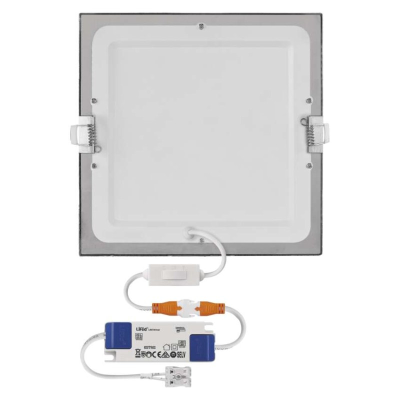 LED vstavané svietidlo NEXXO, štvorec, strieborné, 18W, CCT 9