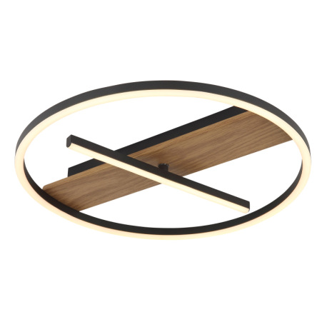 Stropné svietidlo, kov vzhľad dreva, hliník čierny matný, silikón biely, výkyvné rameno, ø: 405 mm, 5