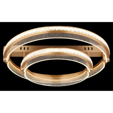 Stropné svietidlo, kov zlatej farby, hliník zlatej farby brúsený, krištále K5 číre, akryl číry, stmi 5