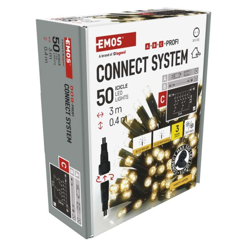 Profi LED spojovacia reťaz preblikávajúca – cencúle, 3 m, vonkajšia, teplá biela 12