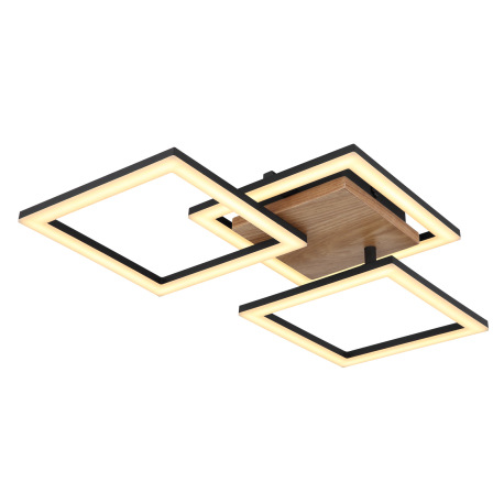 Stropné svietidlo, kov čierny, drevo tmavohnedé, plast biely, DxŠxV:660x310x75mm, vrátane LED 30W 23 6