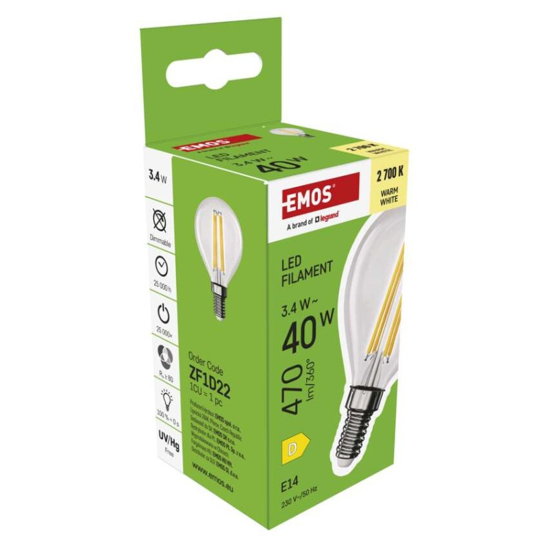 LED žiarovka Filament Mini Globe / E14 / 3,4 W (40 W) / 470 lm / Teplá biela 6