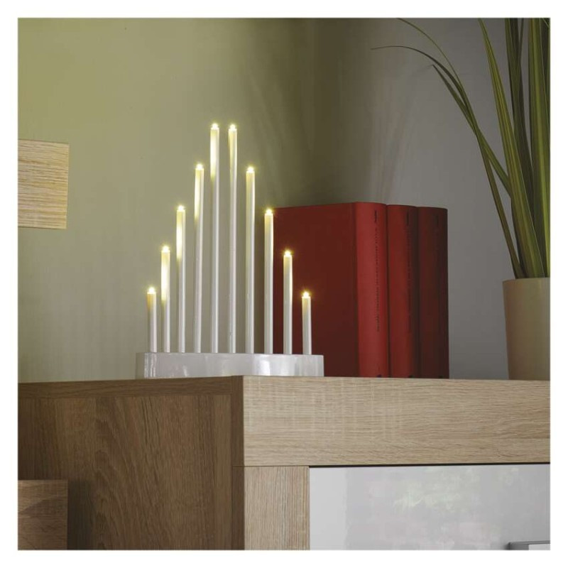 LED svietnik biely, 24,5 cm, 3x AA, vnútorný, teplá biela, časovač 3