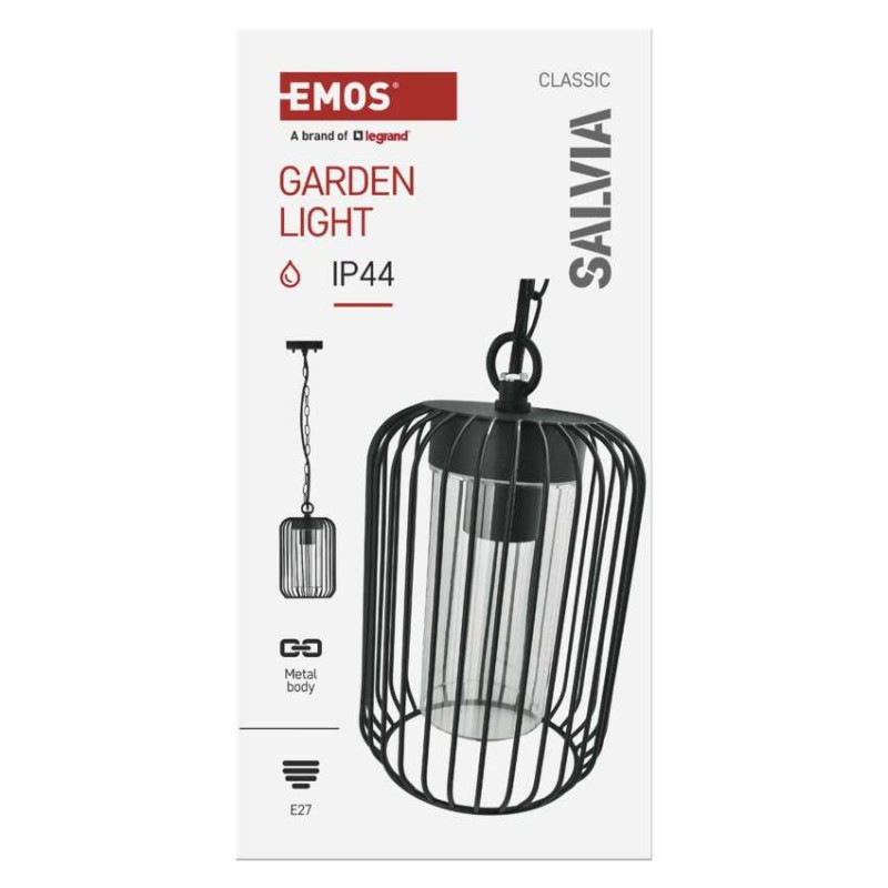 Zahradné závesné svietidlo SALVIA, 16 x 16 x 32 cm, 1 x E27, 15 W 9