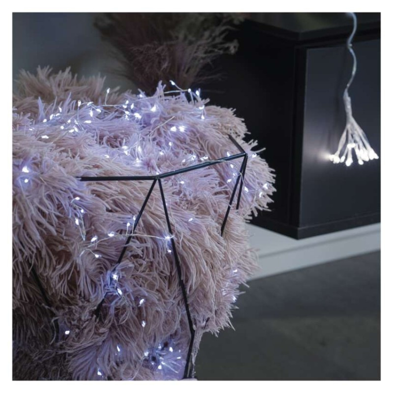 LED vianočná nano reťaz – ježko, 2,4 m, 3x AA, vnútorný, studená biela, časovač 6