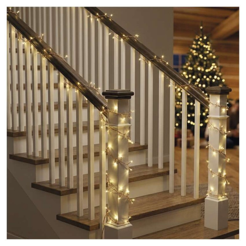 LED nano reťaz na cievke, medená, 9,6 m, teplá biela, časovač 12