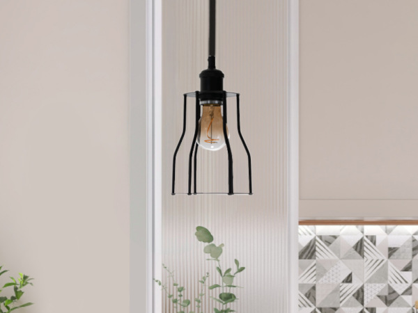 Závesné čierne kovové svietidlo 1 x E27 - ME0009