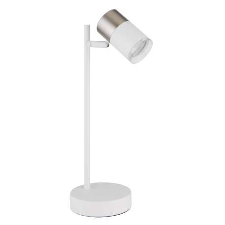 Stolové svietidlo, kov biely, hliník nikel, hliník biely, plast priehľadný, kábel PVC biely, kolísko 11