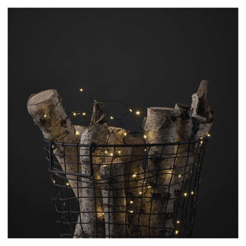 LED vianočná nano reťaz zelená, 7,5 m, vonkajšia aj vnútorná, teplá biela, časovač 4