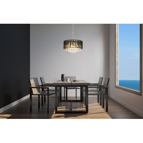 Závesné svietidlo, chróm, čierny hodváb, priehľadné sklenené kryštály, výškovo nastaviteľné 75-115 c 7