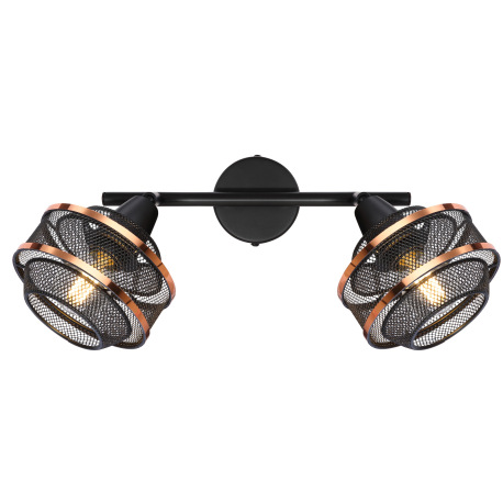 Nástenné svietidlo, kov čierny a zlatý, DxŠxV:275x120x215, bez žiaroviek 2xE14, max. 40W 230V 12