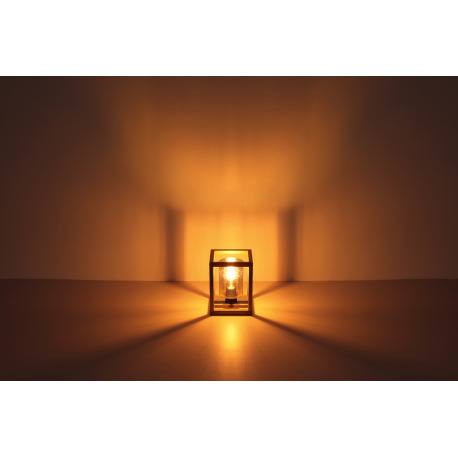 Stolová lampa, kov čierny, MDF hnedý, dymové sklo, sklo s bublinami, vypínač, DxŠxV:170x170x200, bez 7