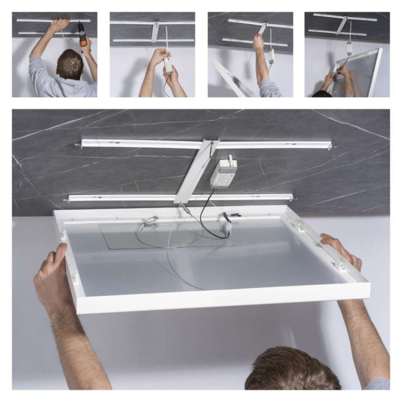 LED panel VEXXO 60×60, prisazeny štvorcový biely, 33W neutrálna biela UGR 12