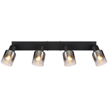 Stropné svietidlo, kov čierny matný, dymové sklo s prechodom do priehľadného skla, DxŠxV: 560x70x140 6