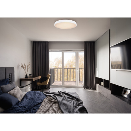 Stropné svietidlo, biely kov, plast biely, funkcia pamäte, stmievateľné, diaľkové ovládanie, fixácia 1