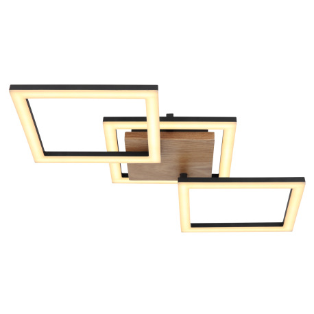 Stropné svietidlo, kov čierny, drevo tmavohnedé, plast biely, DxŠxV:660x310x75mm, vrátane LED 30W 23 3