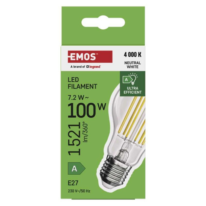 LED žiarovka Filament A60 A CLASS / E27 / 7,2 W (100 W) / 1521 lm / neutrálna biela 13