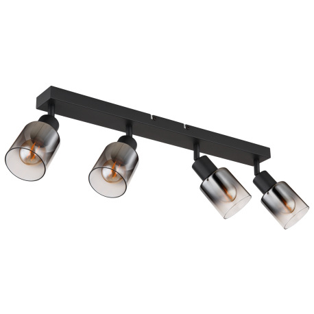 Stropné svietidlo, kov čierny matný, dymové sklo s prechodom do priehľadného skla, DxŠxV: 560x70x140 14