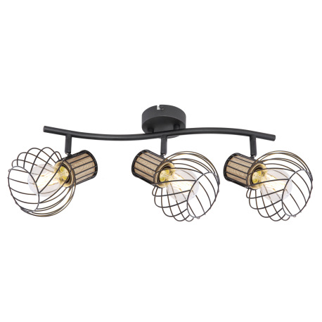 Stropné svietidlo, kov čierny, kov imitácia dreva, DxŠxV:525x240x185, bez žiaroviek 3xE27, max. 40W 9