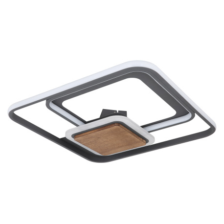 Stropné svietidlo, kov grafit, tmavohnedé drevo, akryl biely, DxŠxV:500x500x80, vrátane 1xLED 48W 23 2