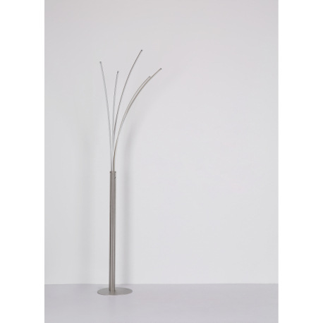 Stojacia lampa, kov matný nikel, plast biely, chróm, čierny PVC kábel, dotykový stmievač, 3-stupňový 7