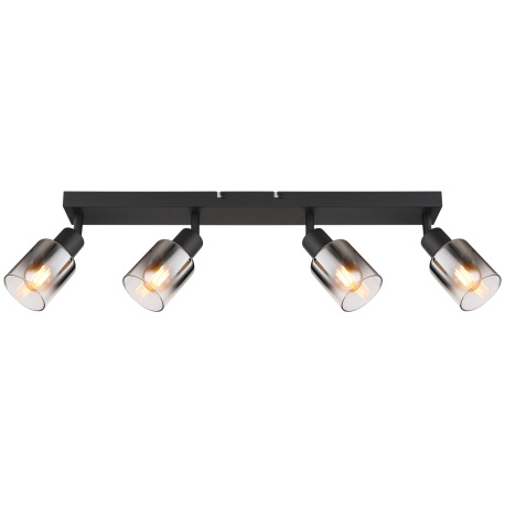 Stropné svietidlo, kov čierny matný, dymové sklo s prechodom do priehľadného skla, DxŠxV: 560x70x140 4