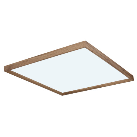 Stropné svietidlo, kov biely, MDF vzhľad dreva, plast opál, fixácia farby, DxŠxV:600x600x85mm, vráta 7