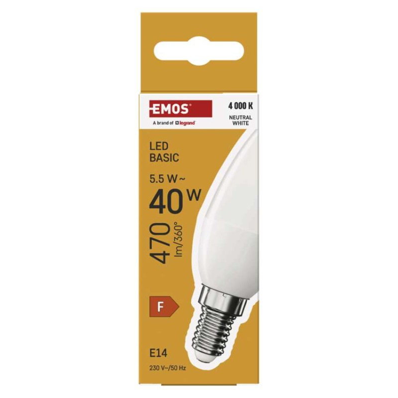LED žiarovka Basic sviečka / E14 / 5,5 W (40 W) / 470 lm / Neutrálna biela 3
