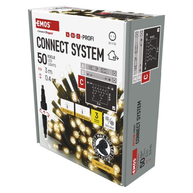 Profi LED spojovacia reťaz preblikávajúca – cencúle, 3 m, vonkajšia, teplá biela