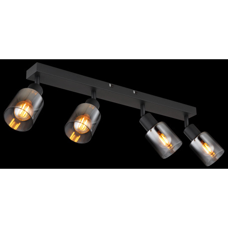 Stropné svietidlo, kov čierny matný, dymové sklo s prechodom do priehľadného skla, DxŠxV: 560x70x140 13